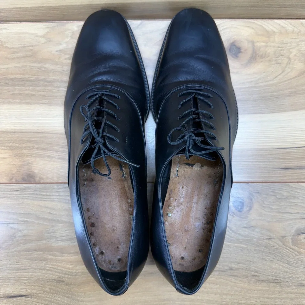Salvatore Ferragamo Plain Toe Derby 9.5 EE Black Leather Formal Wedding Business